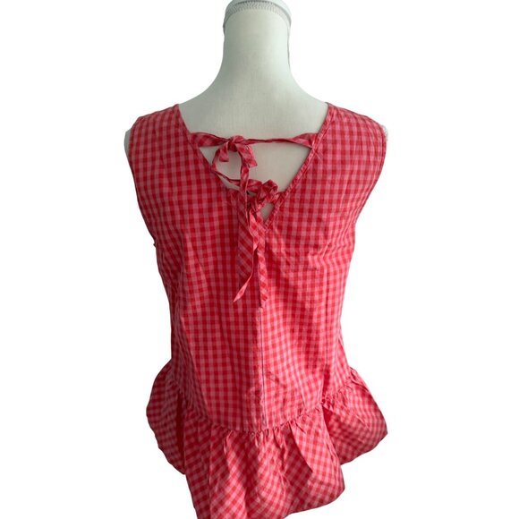 J CREW Gingham Peplum Tie Back Tank Top Size Small - Picture 5 of 7